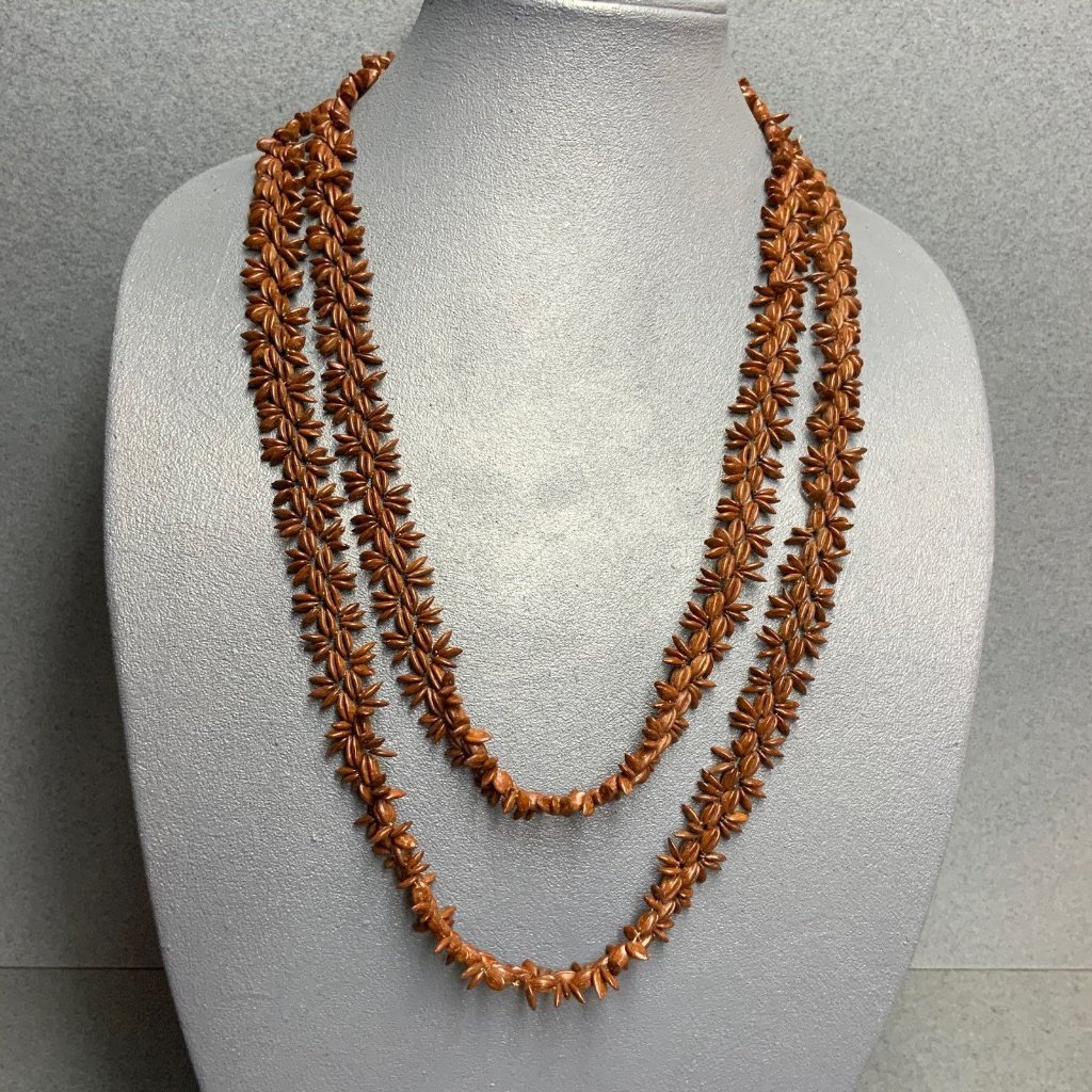 Real Seed Bead Necklace 56 In Hawaiian Koa Hippie Love Brown Bohemian Vintage